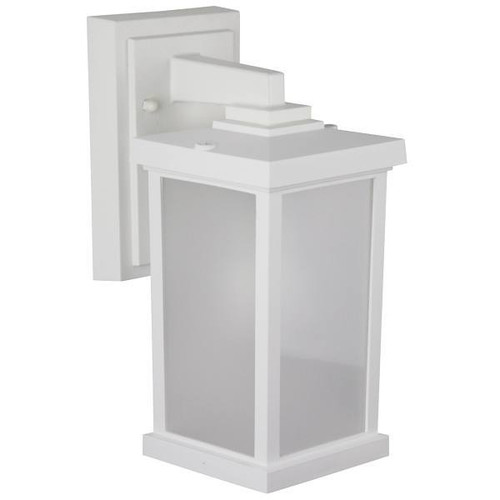 Liteco Hutton Small Wall Fixture With Photocell And Motion Sensor, White