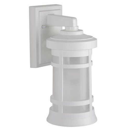 Liteco Highland Small Wall Fixture With Photocell And Motion Sensor, White