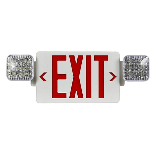 Ledone 14w Equiv 120v Integrated Led White And Red Exit Sign With Headlights