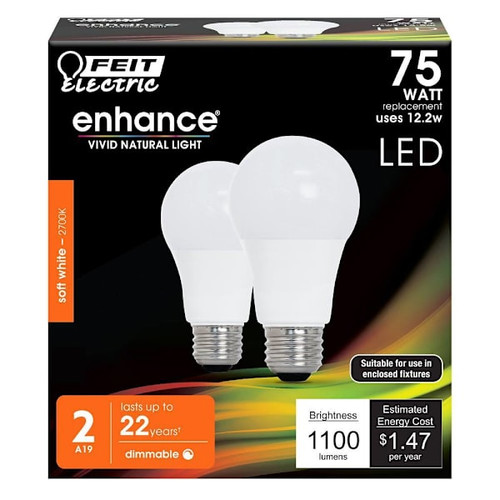 FEIT Electric A19 12.2w 2700k E26 Base White Frost General Purpose LED Bulb (12-Pack)