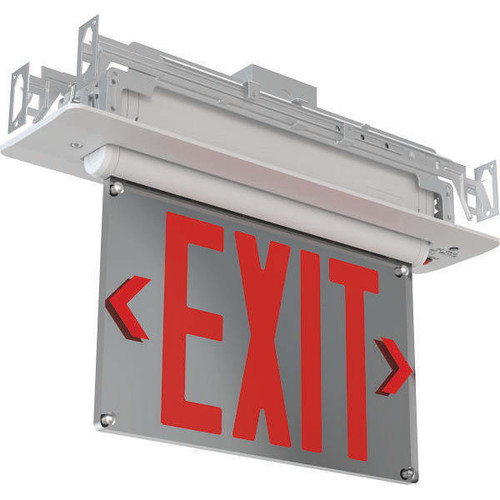 Lithonia Lighting Basics Edge-Lit Exit Sign, Universal Mount, Red Letter, White Be W R Um M2