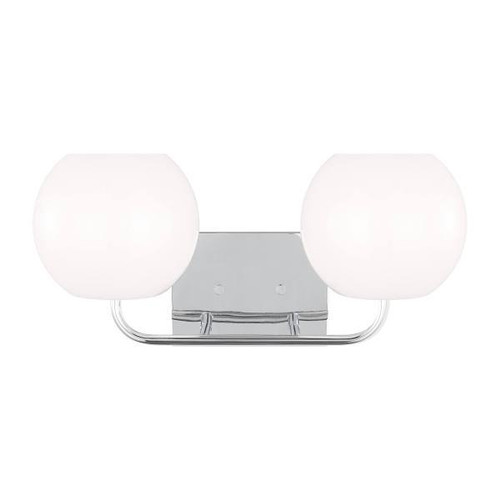 Generation Lighting Rory 2-Light Chrome Vanity Light With Opal Glass Shades