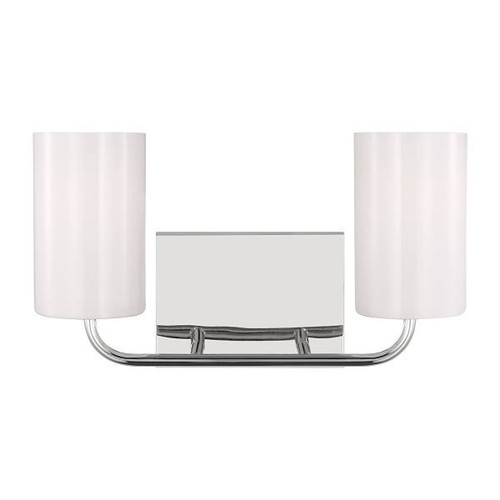 Generation Lighting Rhett 2-Light Chrome Vanity Light With Clear/White Shades