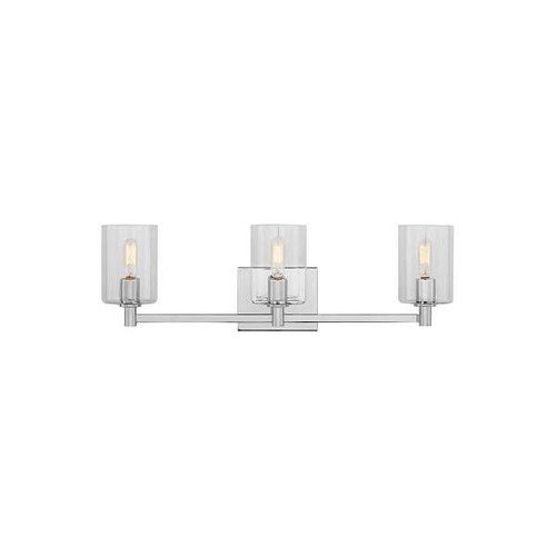 Generation Lighting Fullton 3-Light Chrome Vanity Light With Clear Glass Shades
