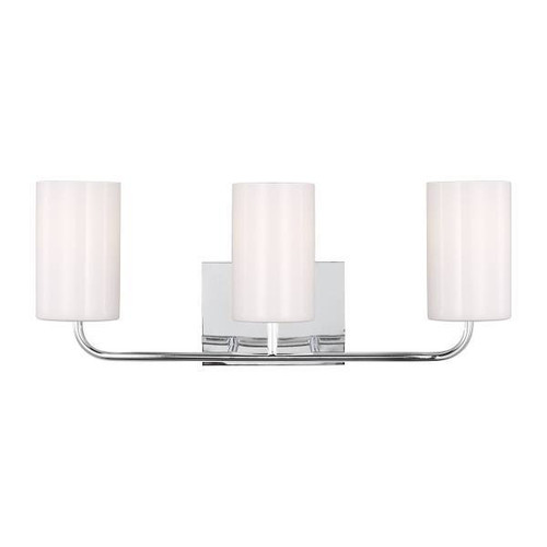 Generation Lighting Rhett 3-Light Chrome Vanity Light With Clear/White Shades