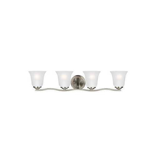 Generation Lighting Emmons 4-Light Brushed Nickel Vanity Light With Satin Etched