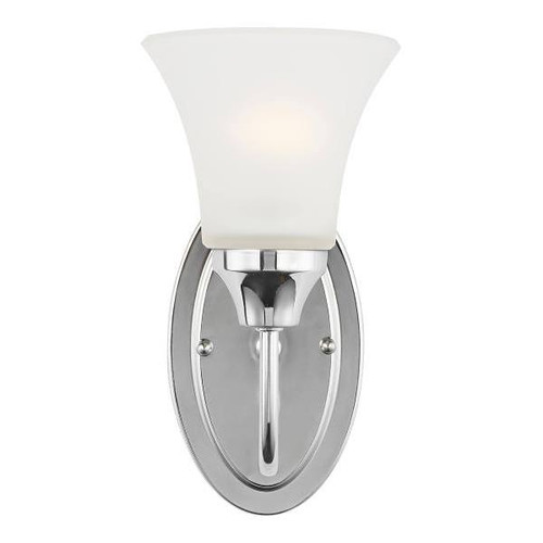 Generation Lighting Holman 1-Light Chrome Vanity Light With Satin Etched Shade