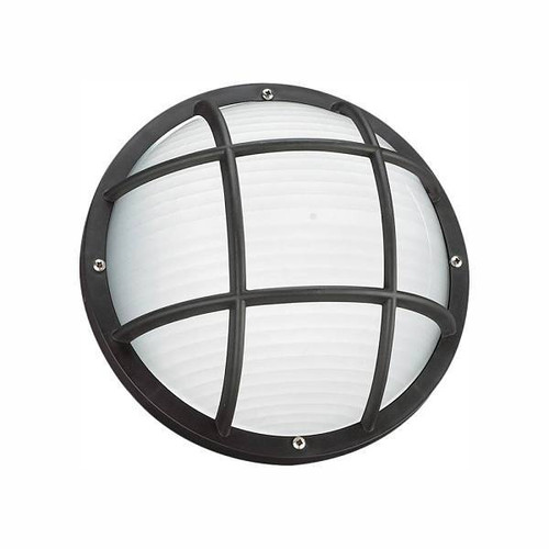 Generation Lighting Bayside 6" LED 1-Light Black Bulkhead With Frosted Diffuser