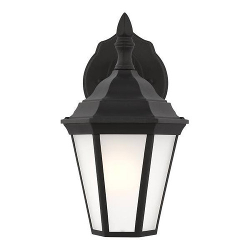 Generation Lighting Bakersville 11" 1-Light Black Wall Lantern With Satin Etched