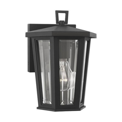 Generation Lighting Witley 1-Light Textured Black Wall Mini-Lantern With Beveled