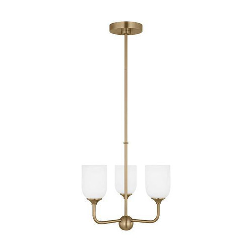 Generation Lighting Emile 3-Light Satin Bronze Chandelier With Etched White