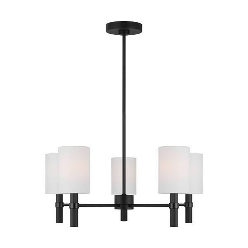 Generation Lighting Manor 5-Light Midnight Black Chandelier With White Fabric