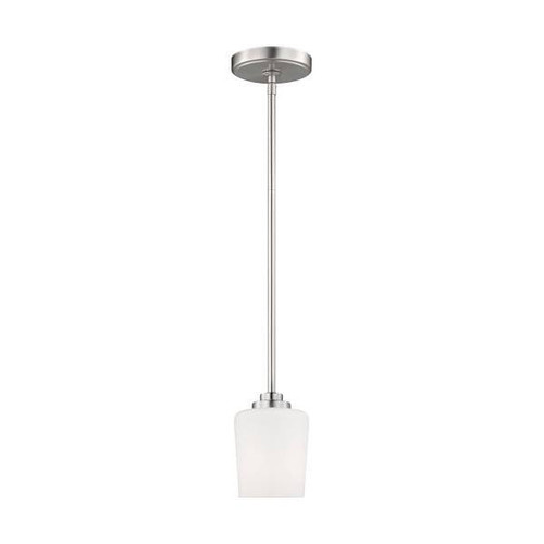 Generation Lighting Windom 1-Light Brushed Nickel Mini-Pendant With Alabaster