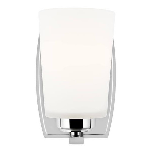 Generation Lighting Franport 1-Light Chrome Vanity Light With Etched White Shade