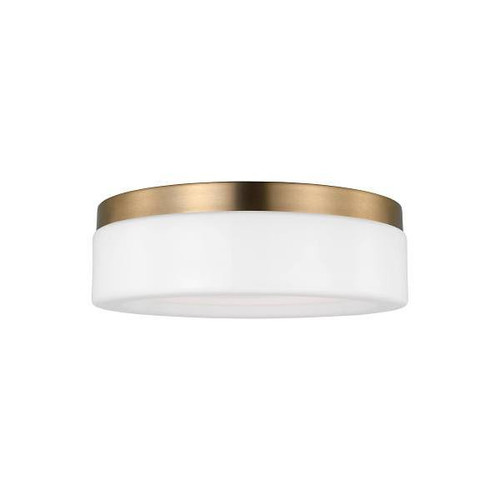 Generation Lighting Rhett 1-Light Satin Brass Ceiling Fixture With Etched White