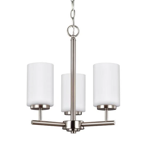Generation Lighting Oslo 3light Brushed Nickel Chandelier With Opal Etched Glass