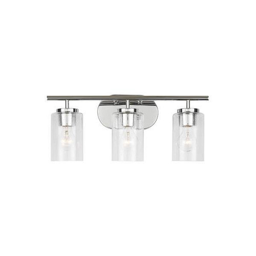Generation Lighting Oslo 3-Light Chrome Vanity Light With Clear Seeded Shades
