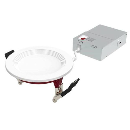 Halco Fire Rated Slim Downlight, Baffle Trim, Select Cct, 11 Watt, 4", White