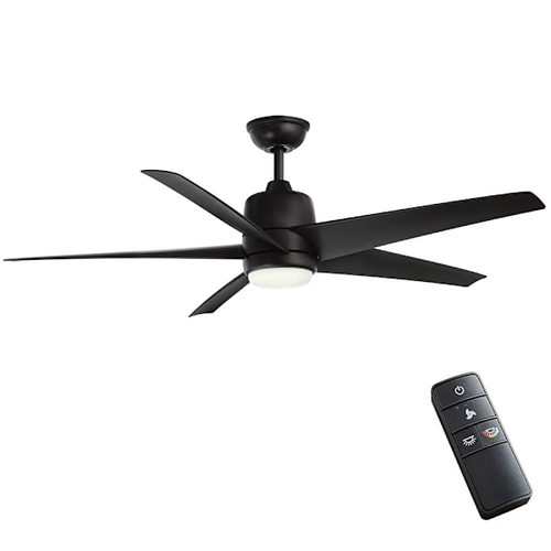 Seasons Quick Install Vega 54" Matte Black Indoor/Outdoor LED Ceiling Fan, Remote And Matte Black 5-Blade