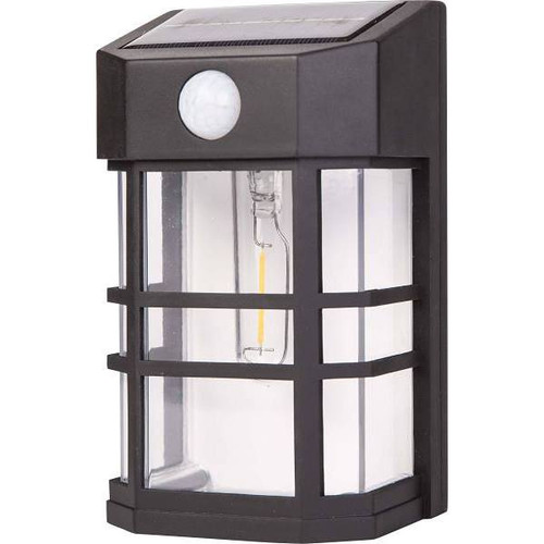 Sylvania Outdoor Solar Powered Lantern, Wall Mount, Square, 2700k, 7", Black