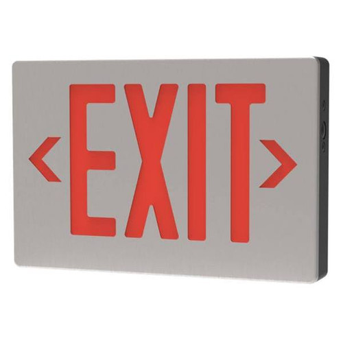Halco LED Die-Cast Exit Sign, Red Letters, Single/Double Face, Brushed Aluminum