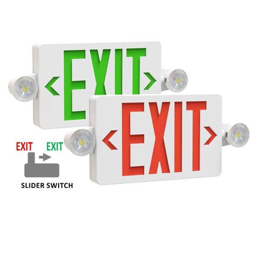 Halco LED Exit Sign, Light Combo, Red/Green Letters, Single/Double Face, White