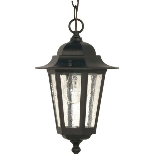 Satco Nuvo Cornerstone 7 X 12.63 In. 1-Light Outdoor Lantern (Clear Seeded) (Textured Black)