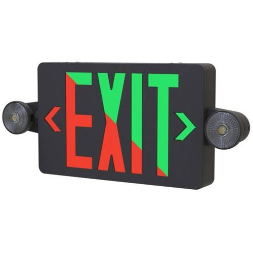 Halco Emergence LED Exit With Emergency Light, Remote Capacity, Red/Green, Black