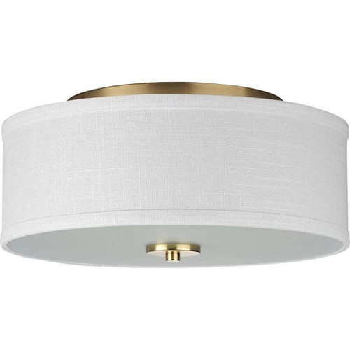 Progress Lighting Inspire 2-Light Indoor Flush Mount, 13", Satin Brass
