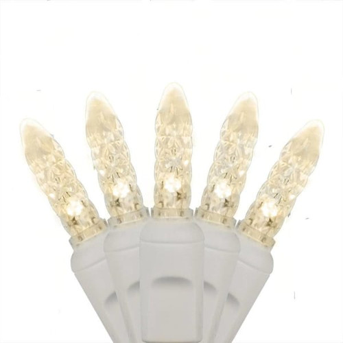 Wintergreen Lighting 70 M5 LED Icicle Lights On White Wire, Warm White, 7'