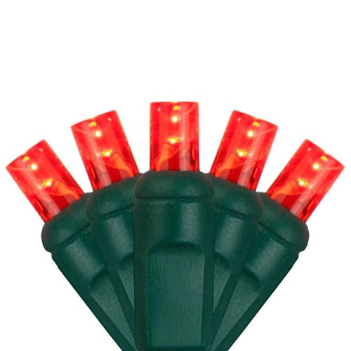 Wintergreen Lighting Softtwinkle 70 LED Christmas Lights, Green Wire, Red