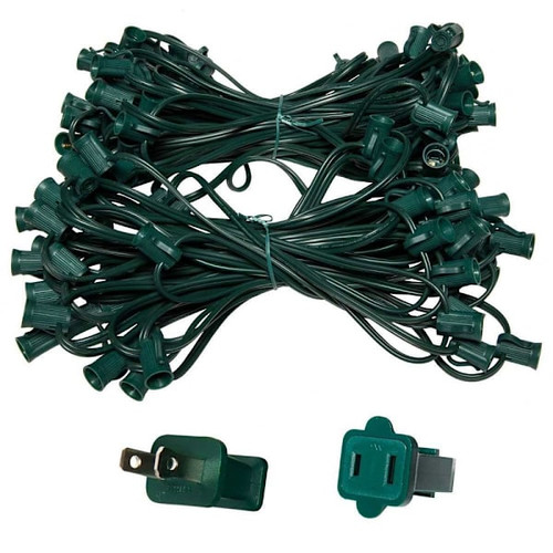 Wintergreen Lighting C7 E12 Light Stringer, Commercial Grade, Green, 100' Length