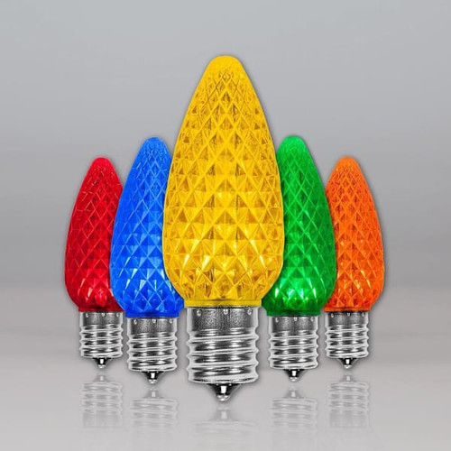 Wintergreen Lighting C9 Opticore LED Faceted Bulbs, E17, Dimmable, Multicolor