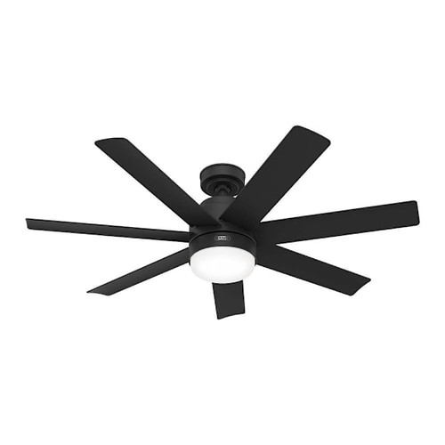 Hunter Fan 52" Brazos Ceiling Fan With LED Light, Damp Rated, Matte Black