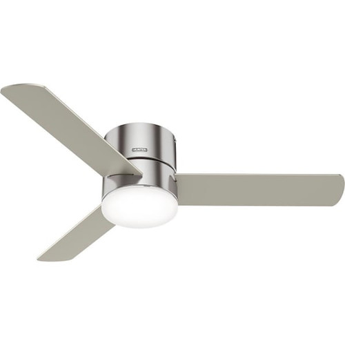 Hunter Fan 52" Minimus Low Profile Ceiling Fan With LED Light, Brushed Nickel