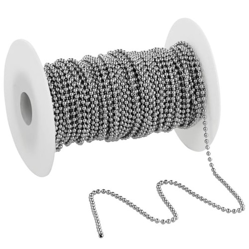 Universal 100-Ft Rust Proof Beaded Chain Spool For Extension In Nickel-Plated Steel