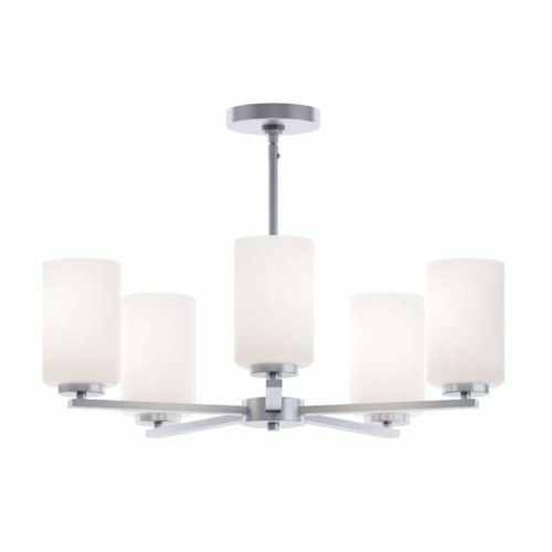 Afx Leo 24" Five-Light Medium Base Pendant, Satin Nickel