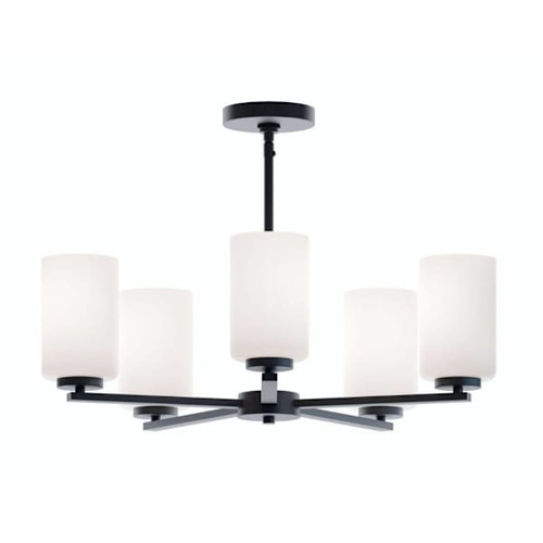 Afx Leo 24" Five-Light Medium Base Pendant, Black