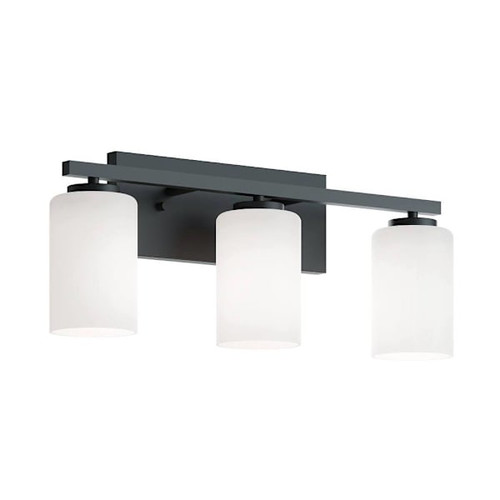 Afx Leo 22" 3-Light Vanity With Frosted Glass, Medium Base, Black