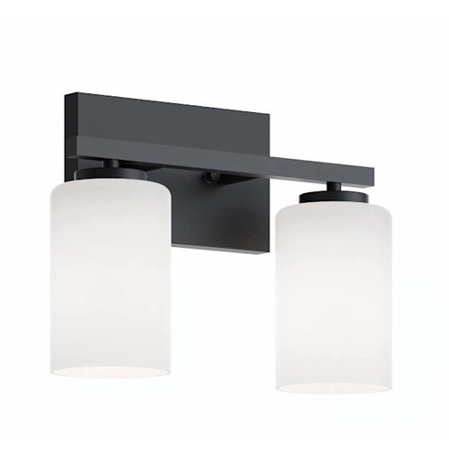 Afx Leo 13" 2-Light Vanity With Frosted Glass, Medium Base, Black