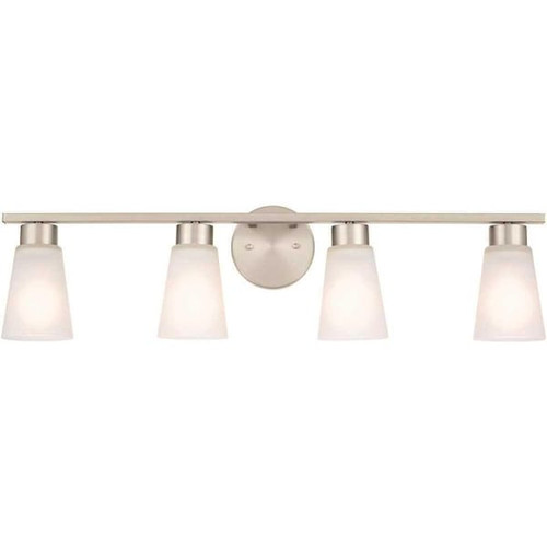 Kichler Vanity Light With Satin Etched Glass Shades And Brushed Nickel Finish