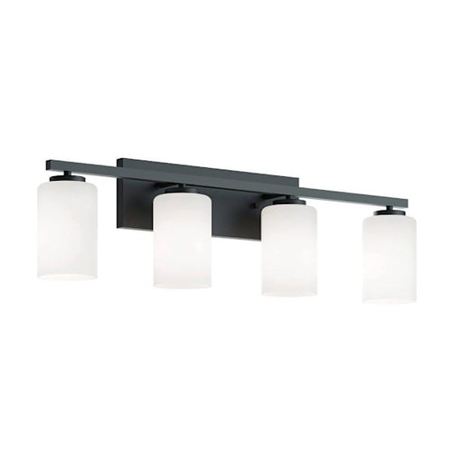 Afx Leo 31" 4-Light Vanity With Frosted Glass, Medium Base, Black