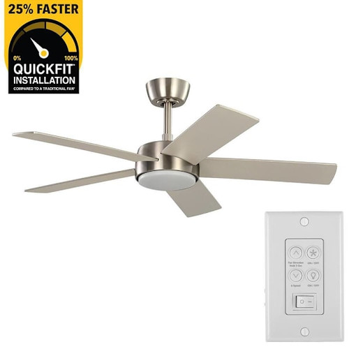 Seasons Brooklyn 44" Brushed Nickel LED Ceiling Fan, Silver/Matte Black Blades
