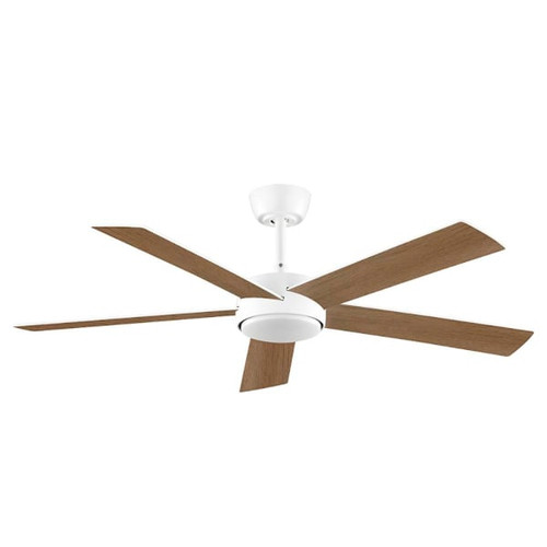 Seasons Brooklyn 52" Matte White LED Ceiling Fan, Matte White/Natural Oak Blades