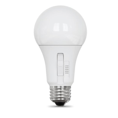 FEIT 12.2 Watt A19 Led, Medium Base, Selectable 5 Cct, White, Package Of 24