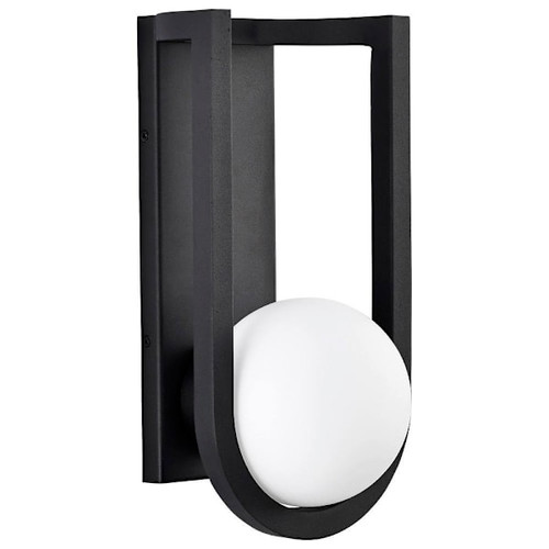SATCO Cradle 15" LED Large Wall Lantern With White Opal Glass, Matte Black