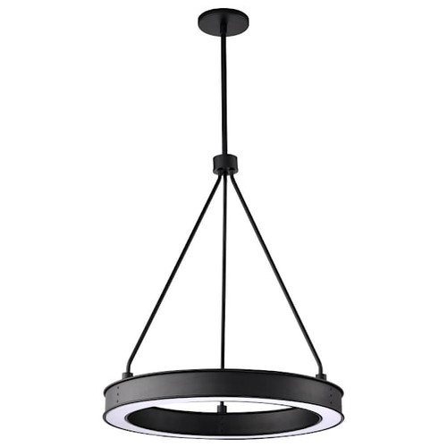 SATCO Longford 20" LED Pendant With Acrylic Lens, 3000k, 21 Watt, Textured Black