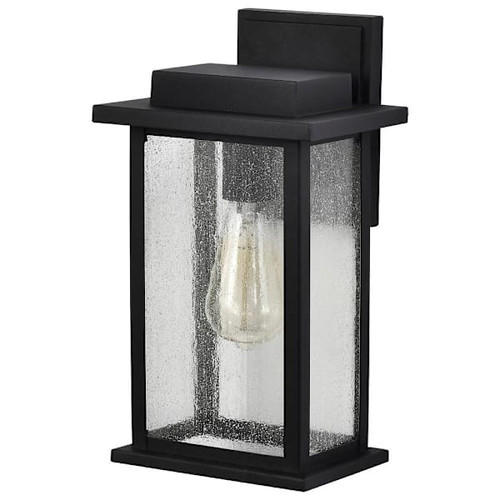 Satco Sullivan 1 Light Medium Wall Lantern With Clear Seeded Glass, Matte Black