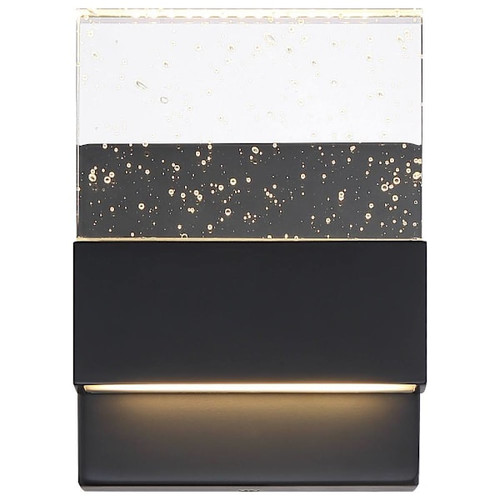 SATCO Ellusion LED Small Wall Sconce With Seeded Glass, 3000k, Matte Black