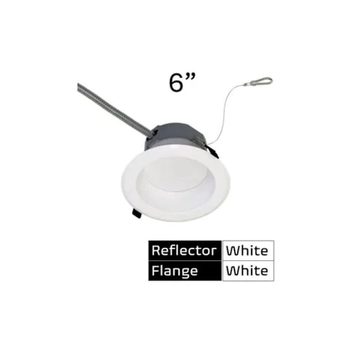 Halco 6" Commercial Downlight, Selectable Lumen & Cct, Dimmable, White Flange